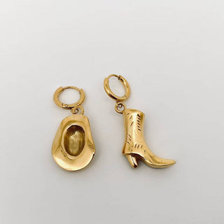 18K Gold Western Hat & Boot Earrings