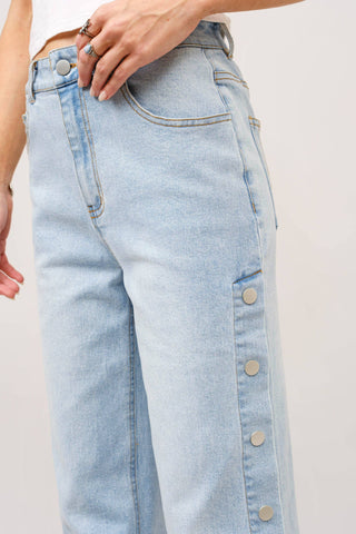 Stevie Wide Leg Mid Rise Denim