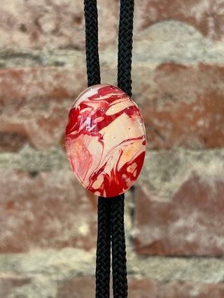 Red Marble Glass Bolo Tie