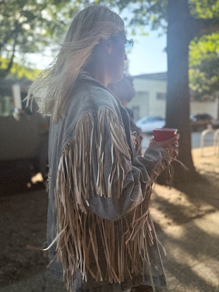 Who’s Your Daddy Denim Fringe Jacket