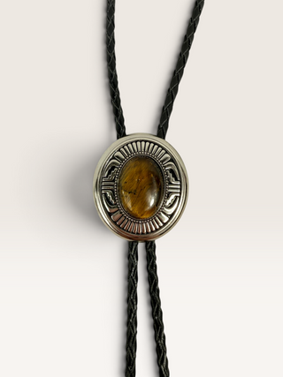 Southwest Style Bezel and Tiger's Eye Bolo Tie