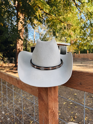 Genuine Leather Hat Band With Longhorn Conchos