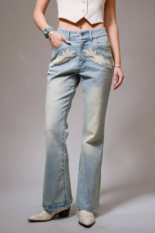 Miley Washed Western Accent Jeans