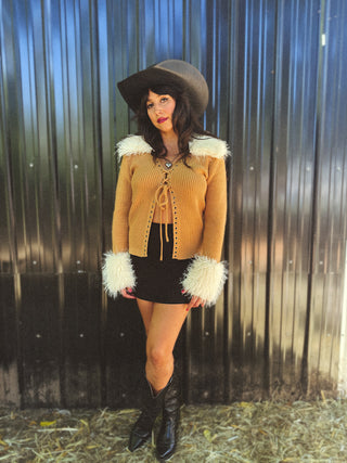 Penny Faux Fur Trim Sweater