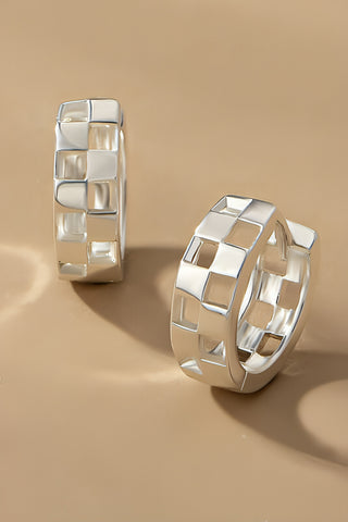 Checkered Huggie Hoops