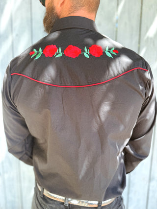 Ely Cattleman Rose Embroidery Western Snap Up Shirt