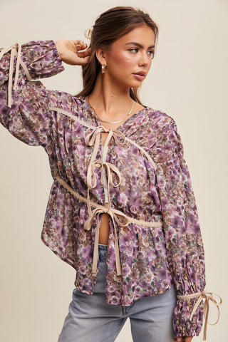 Purple Haze Tie Front Top