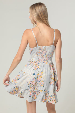 Sugar Floral V-Neck Twist Mini Dress