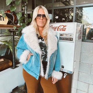 Big Sky Country Faux Fur Collar Denim Jacket