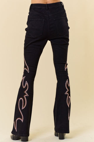 Wait For Me Denim Bell Bottom Embellished Jeans