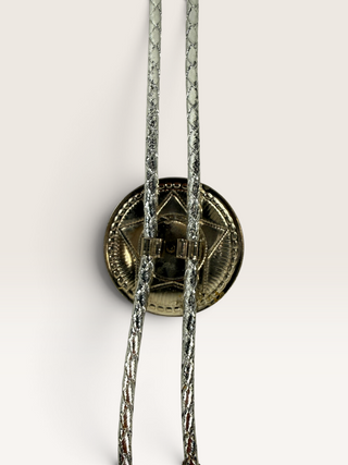 Silver Star and Black Stone Bolo Tie