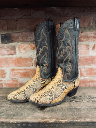 Vintage Nocona Made in USA Python Cowboy Boots M Sz 8.5 / W Sz 10