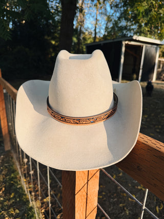 Twister Hat Band Floral Tooled Underlay Blue