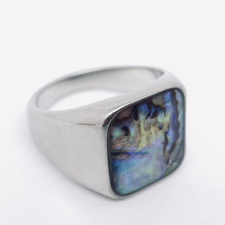Inlaid Abalone Shell Stainless Steel Ring
