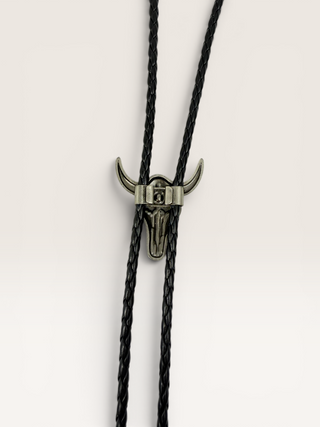 Vintage Silver Bull Skull Bolo Tie