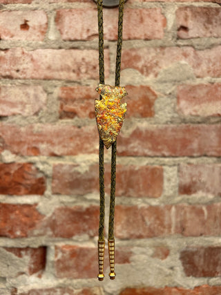 Gold leaf Resin Arrowhead Bolo Tie