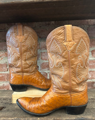 Carlos Ostrich Men’s Cowboy Boots Size 12