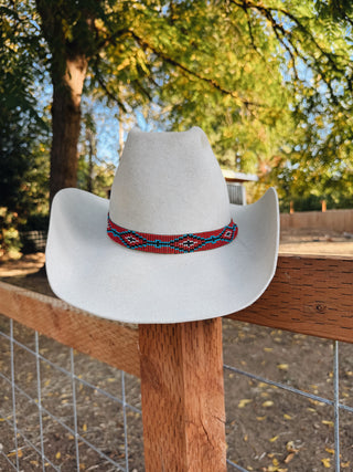 Beaded Stretch Red Twisted Hat Band