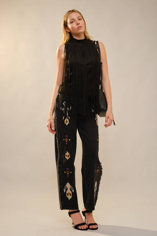 Soñora Embroidered Fringe Jeans
