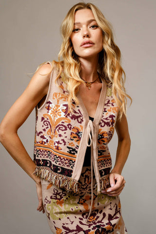 Smoke On The Water Tie Front Sweater Vest