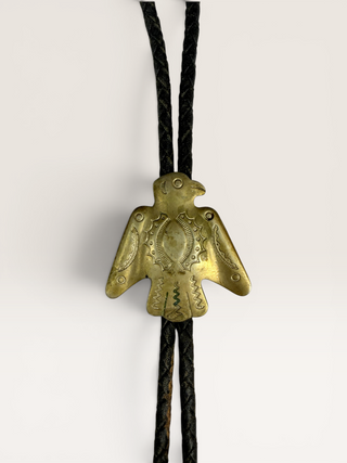 Vintage Brass Thunderbird Bolo Tie