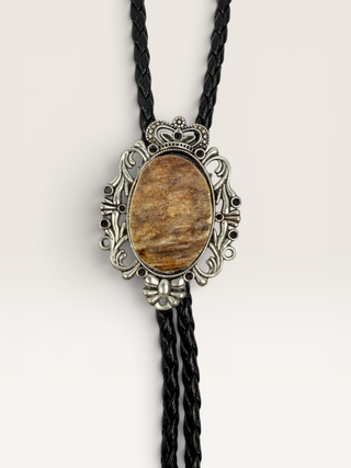 Silver Bezeled Antler Bolo Tie