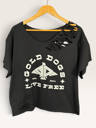 Gold Dogs Live Free Chop Shop Distressed T-Shirt