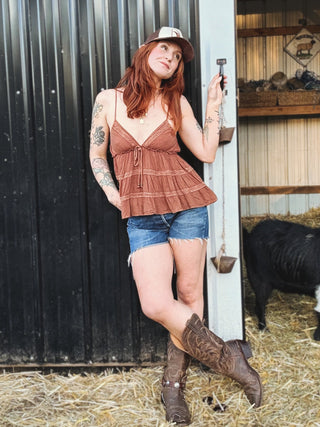 Whiskey Nights Lace Tank