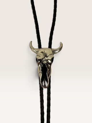 Silver Steer Skull Bolo Tie