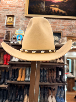 Brown Leather Silver Concho Buckle Hat Band