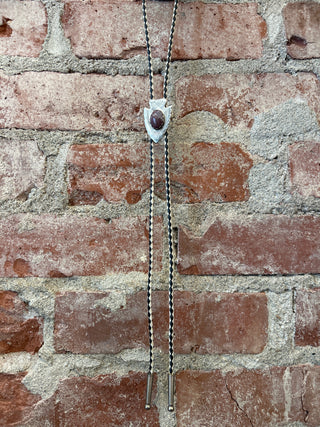 Stone Set in Silver Arrowhead Bolo Tie
