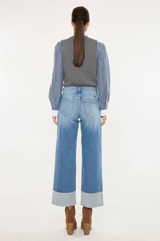 Kenny Mid Rise Cropped Wide Leg Jeans