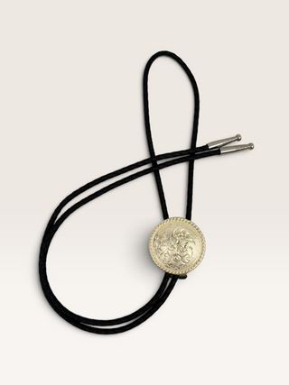 Silver Engraved Floral Scrolling Bolo Tie
