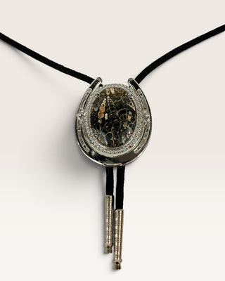 Turritella Fossil Agate Bolo Tie