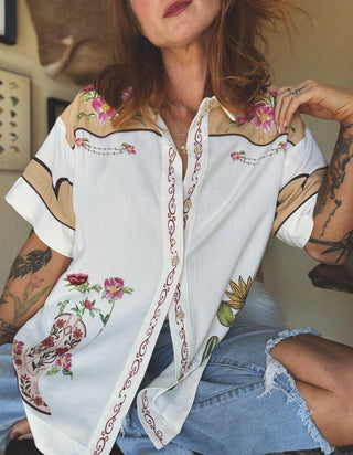 Mojave Linen Button Up Button Blouse