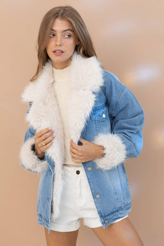 Big Sky Country Faux Fur Collar Denim Jacket