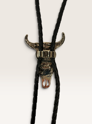 Silver Steer Skull Bolo Tie