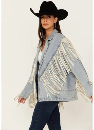 Who’s Your Daddy Denim Fringe Jacket