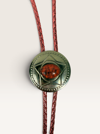 Silver Star with Pink Stone Bolo Tie