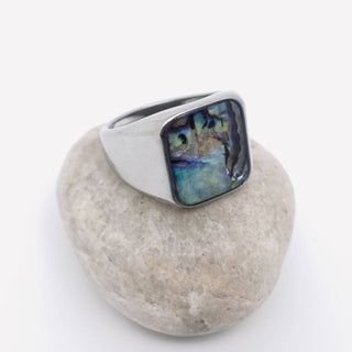 Inlaid Abalone Shell Stainless Steel Ring