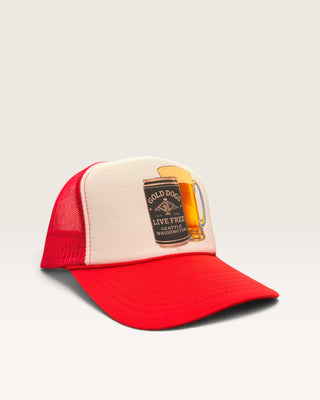 Gold Dogs Red Beer Trucker Hat