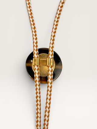 Tigers Eye Circle Pendant Bolo Tie