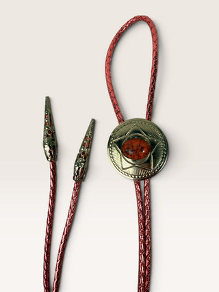 Silver Star with Pink Stone Bolo Tie