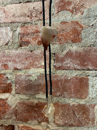 Sliced Agate Stone Bolo Tie