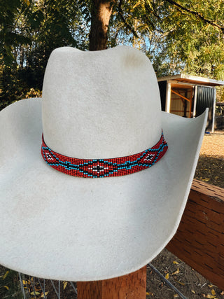Beaded Stretch Red Twisted Hat Band