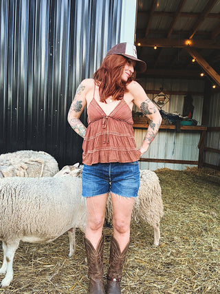 Whiskey Nights Lace Tank