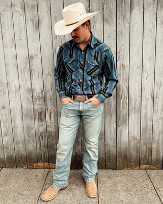 Vintage Men’s Wrangler Western Wear Snap Up Shirt Size Large