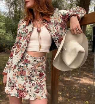 Letting Me Down Jacquard Tapestry Mini Skirt