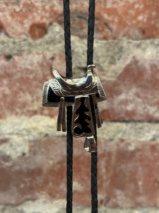 Silver & Black Saddle Bolo Tie