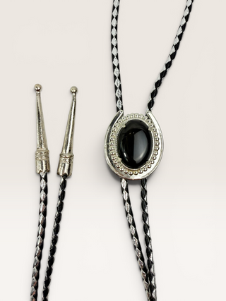 Petrified Wood Silver Horse Shoe Bolo Tie